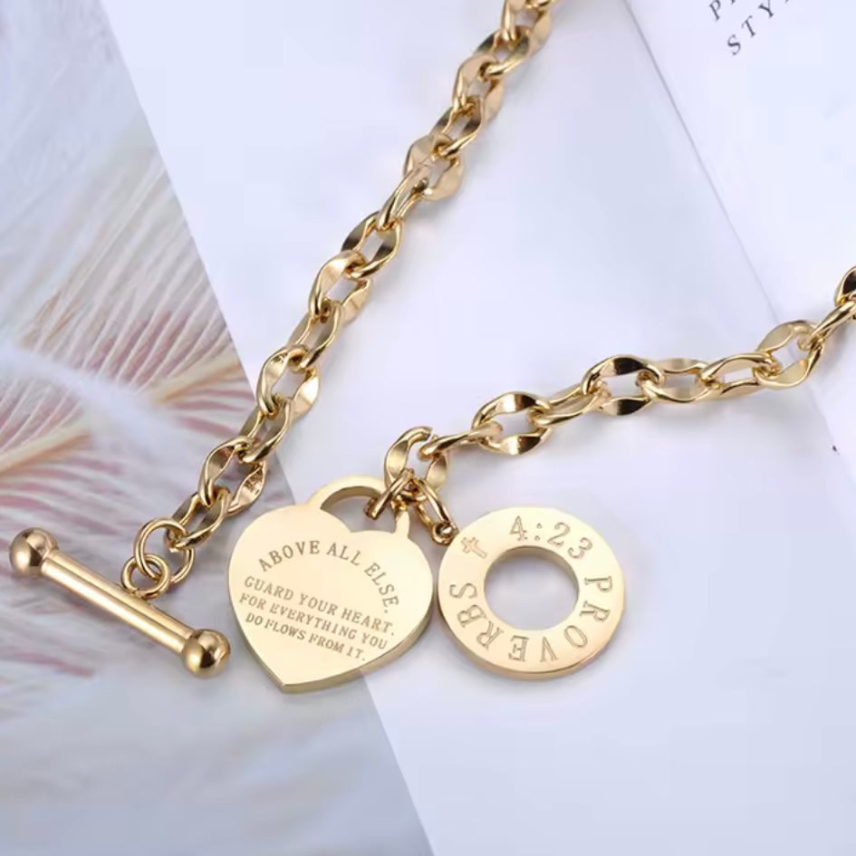 Proverbs 4:23 Charm Necklace